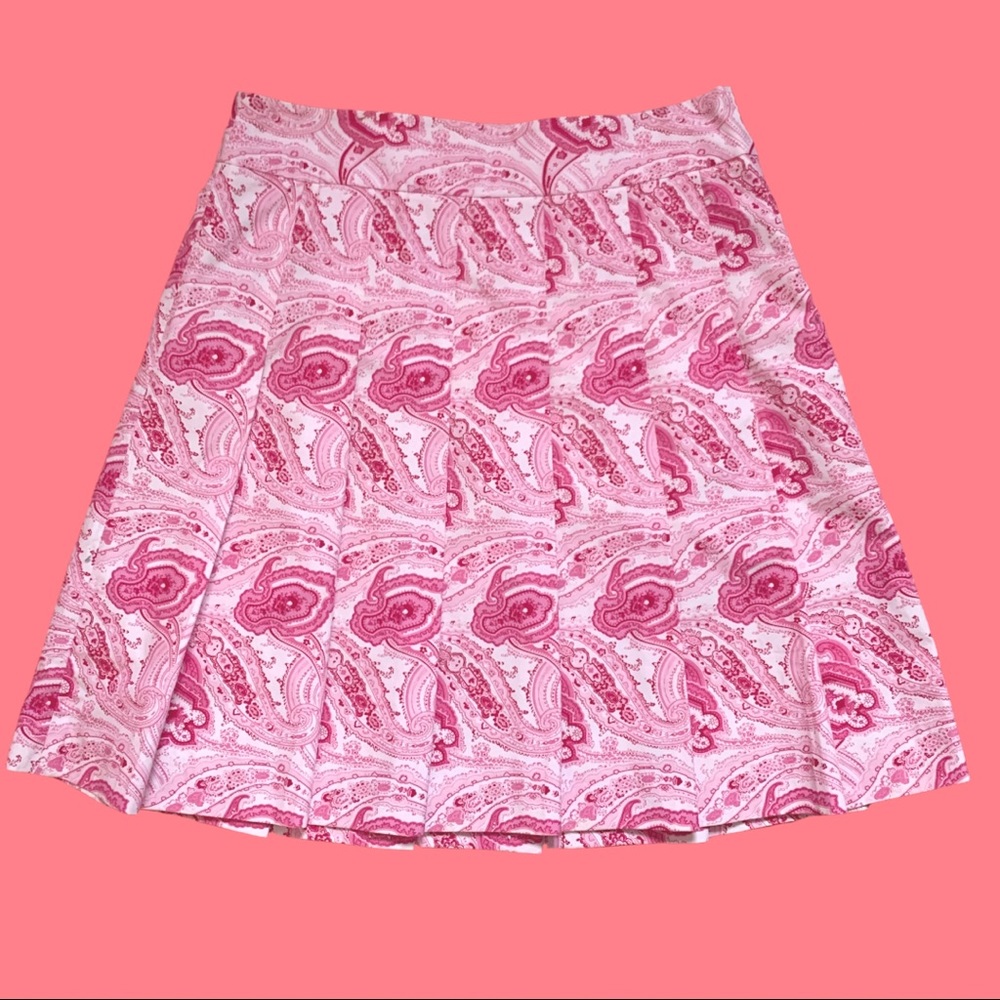 Vintage Y2K BARBIE Preppy Pleated Paisley Old Money Collegiate Mini Skirt 6🌸
